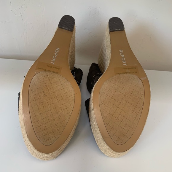 NWOT REPORT Dark Gray Suede Tan Wedges Women’s Size 10 - Picture 6 of 11